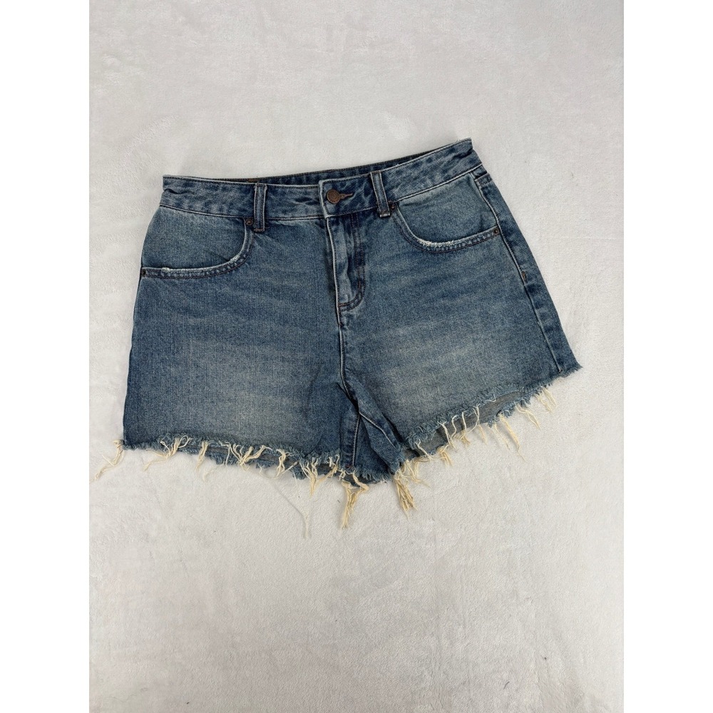 BDG A-Line Denim Shorts Womens 28 Blue Raw Hem High Waisted Urban Outfitters